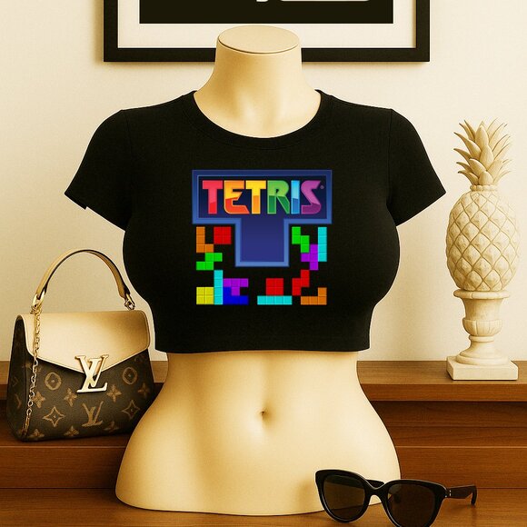 Tetris Brick Game Retro Classic Graphic Tee Shirt - Picture 3 of 4